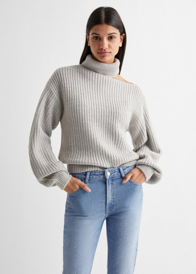 Mango Jeans flare strass - Azul medio