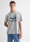 Mango Camiseta mensaje estampado - Gris