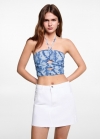 Mango Top crop estampado - Azul celeste