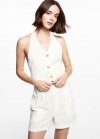 Mango Chaleco halter lino - Blanco roto