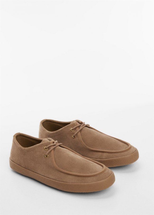 Mango Zapato piel cordones - Marrón