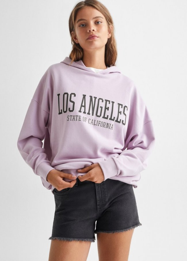 Mango Sudadera estampada capucha - Morado claro/pastel