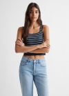 Mango Top tirantes rayas - Azul marino oscuro