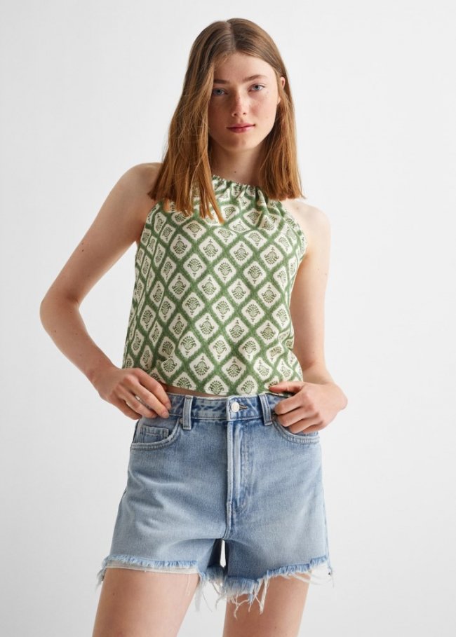 Mango Shorts vaqueros rotos - Azul medio