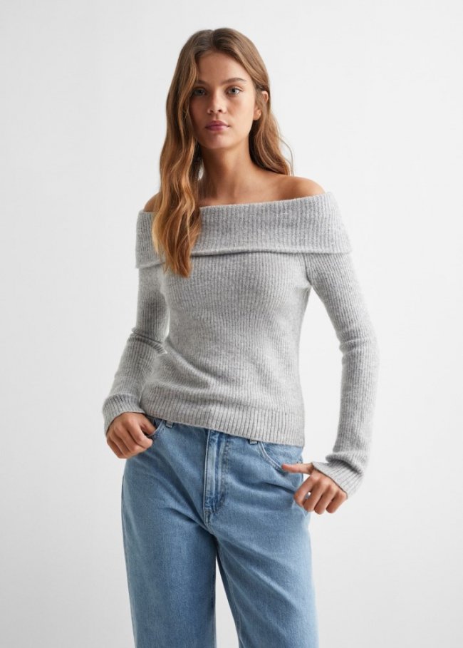 Mango Jersey cuello barco - Gris medio vigoré