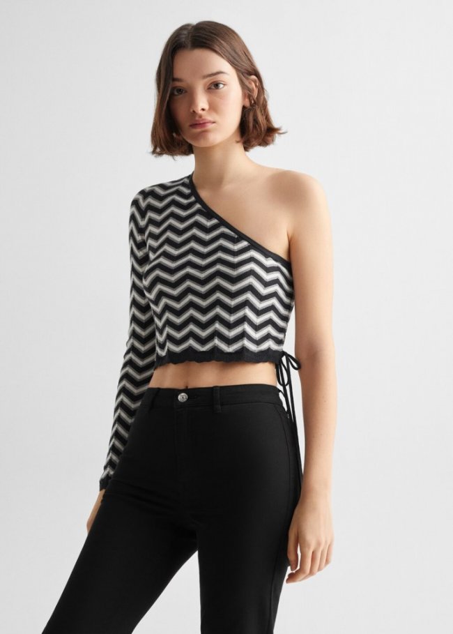 Mango Jersey punto asimétrico - Negro