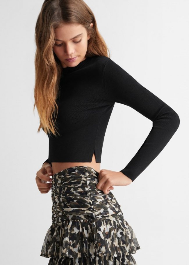 Mango Jersey punto fino - Negro