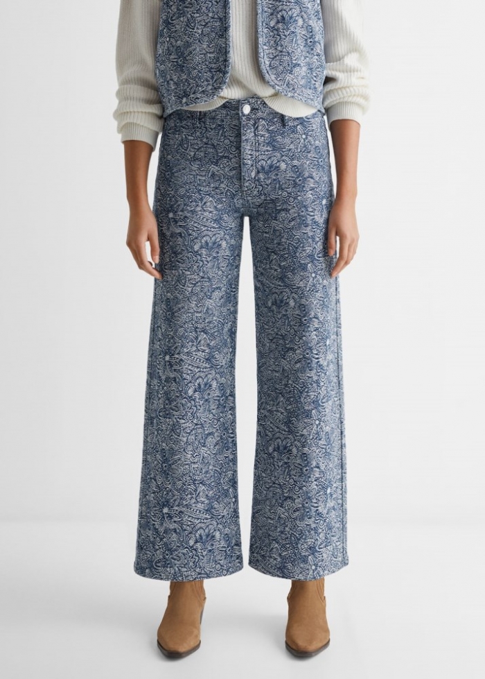 Mango Pantalón recto bordado - Azul