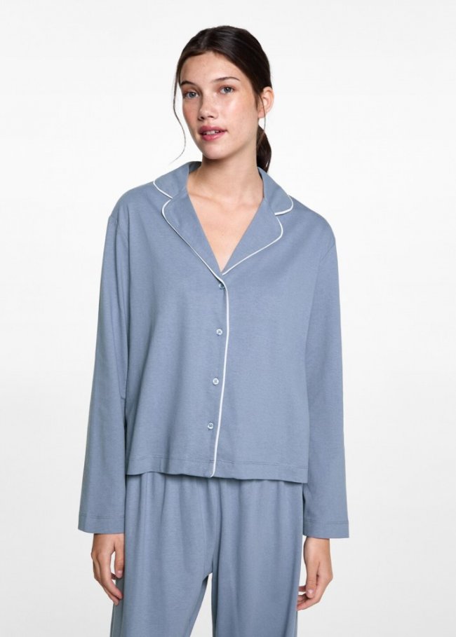 Mango Pijama largo algodón - Azul