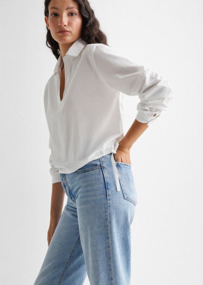 Mango Blusa fluida lazos - Blanco roto