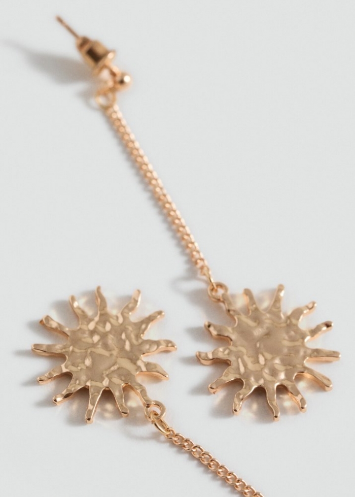Mango Pendientes largos soles - Oro