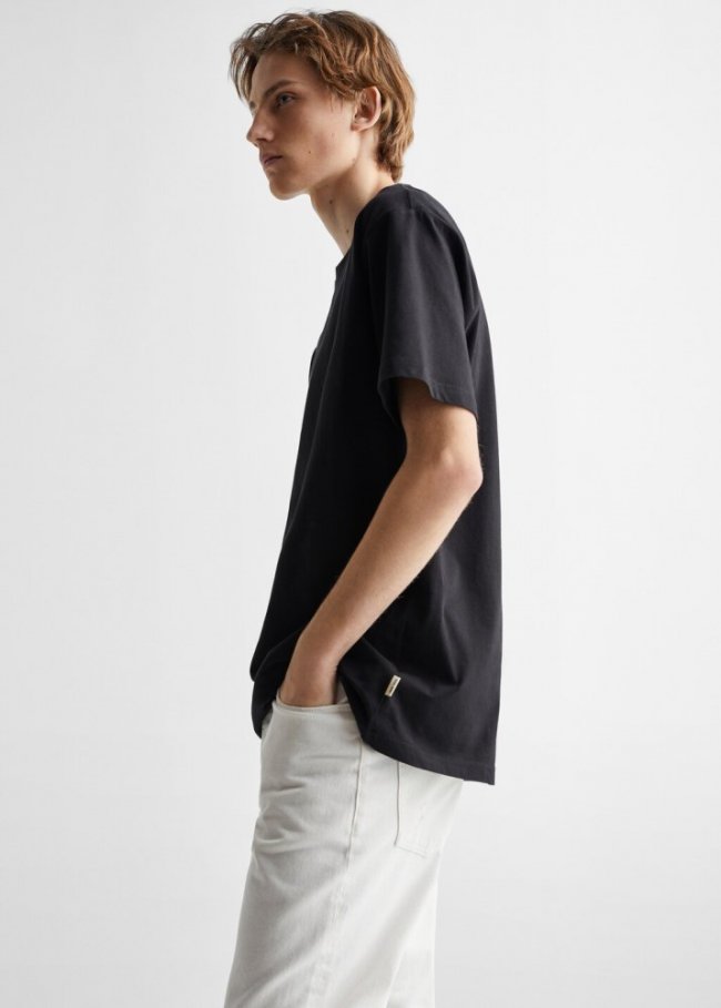 Mango Camiseta básica oversize algodón - Negro