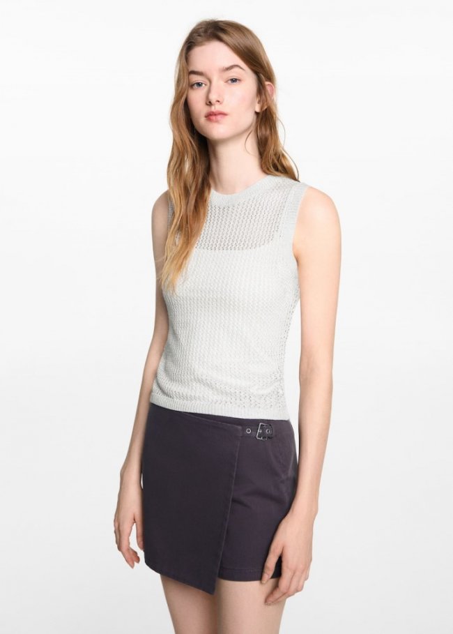 Mango Top lúrex punto calado - Plata