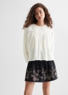 Mango Blusa bordada algodón - Crudo