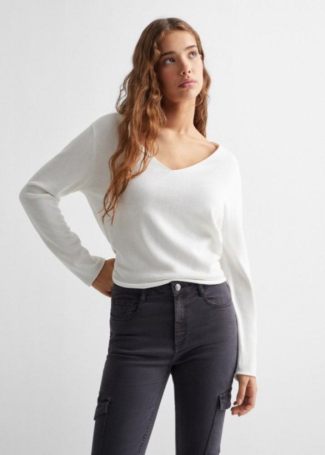 Mango Pantalon cargo flare - Gris antracita