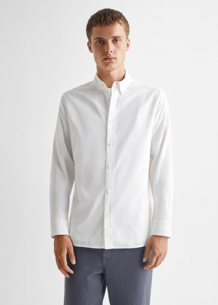 Mango Camisa regular fit Oxford algodón - Blanco