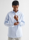 Mango Camisa slim fit básica algodón - Azul celeste