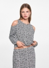 Mango Blusa estampado animal print - Azul marino oscuro