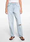 Mango Jeans straight-fit rotos - Azul claro