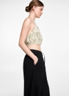 Mango Pantalón recto lino - Negro
