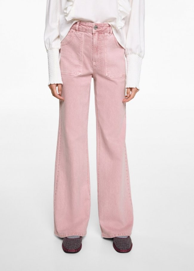 Mango Pantalón recto bolsillos - Rosa palo