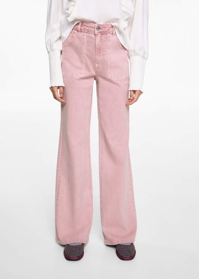 Mango Pantalón recto bolsillos - Rosa palo