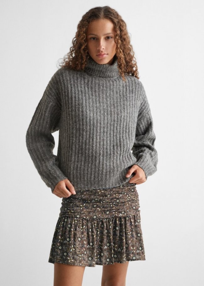 Mango Jersey punto cuello vuelto - Gris oscuro vigoré