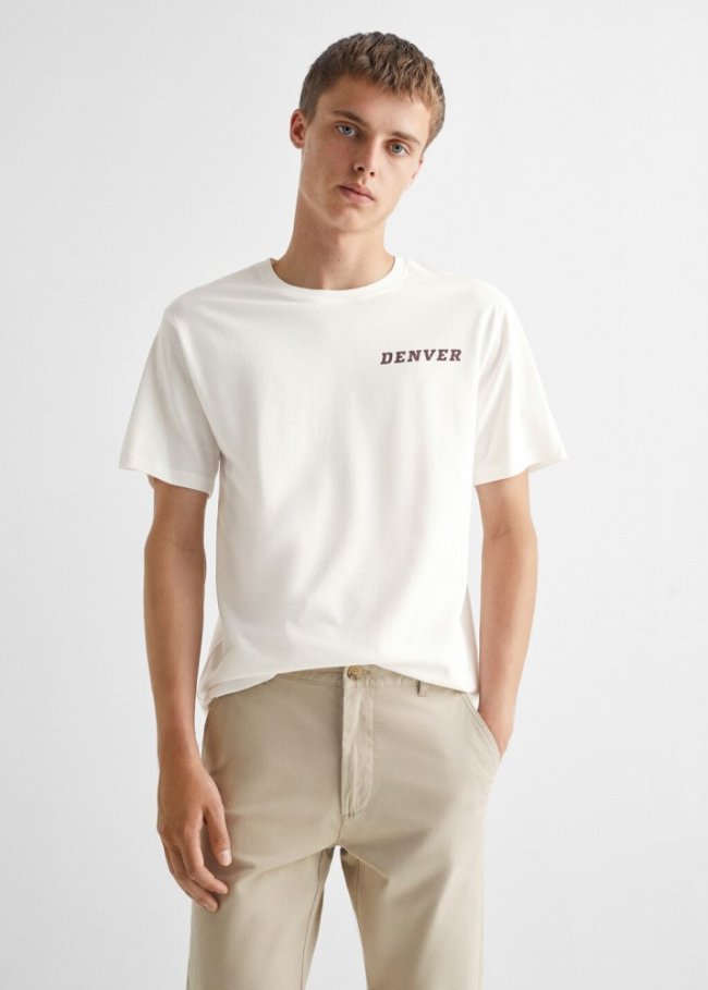Mango Pantalón chino algodón - Beige