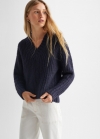 Mango Jersey punto cuello pico - Azul marino