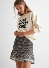 Mango Falda estampada fruncida - Gris antracita