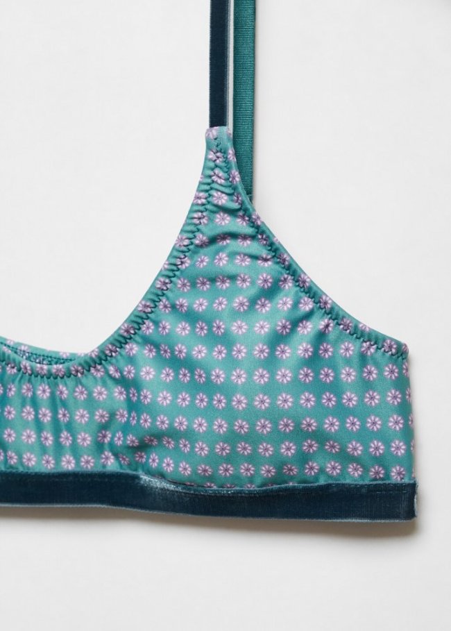Mango Sujetador estampado - Azul petróleo