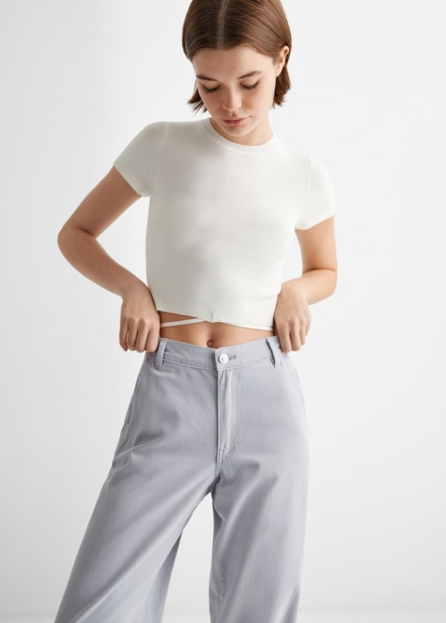 Mango Pantalón jogger algodón - Azul celeste
