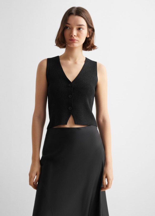 Mango Top acabado brillante - Negro