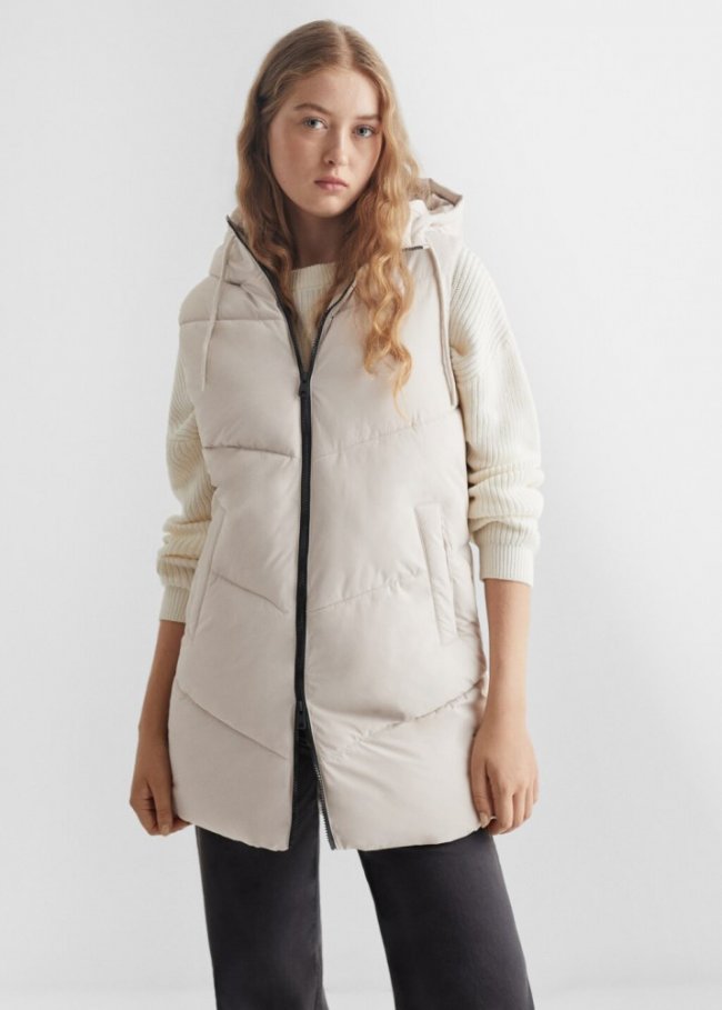 Mango Chaleco acolchado largo - Beige