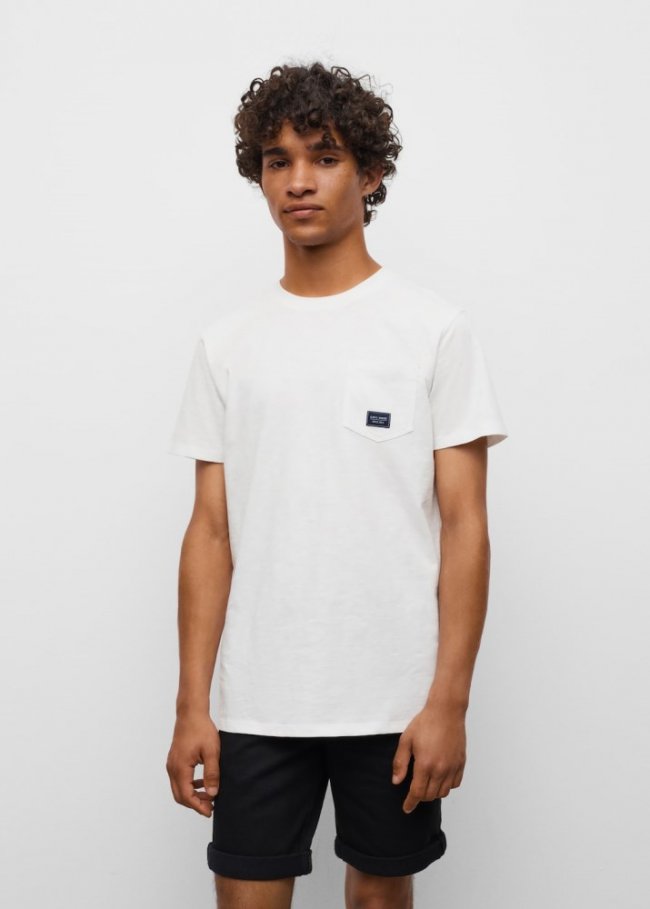 Mango Camiseta algodón bolsillo - Blanco