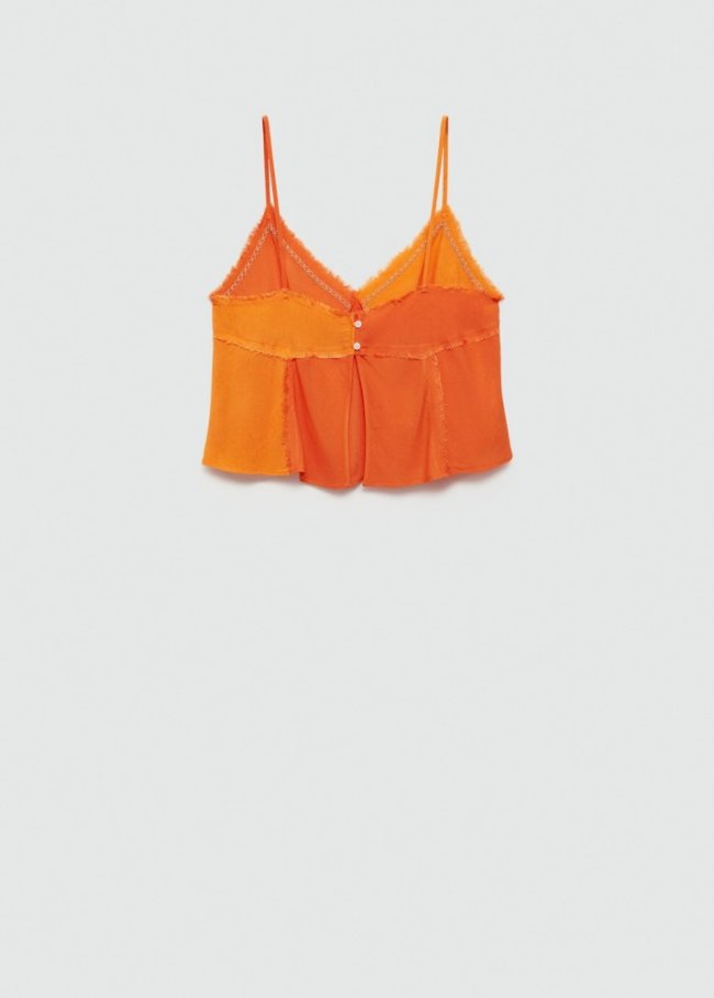 Mango Top contraste detalles abalorios - Naranja