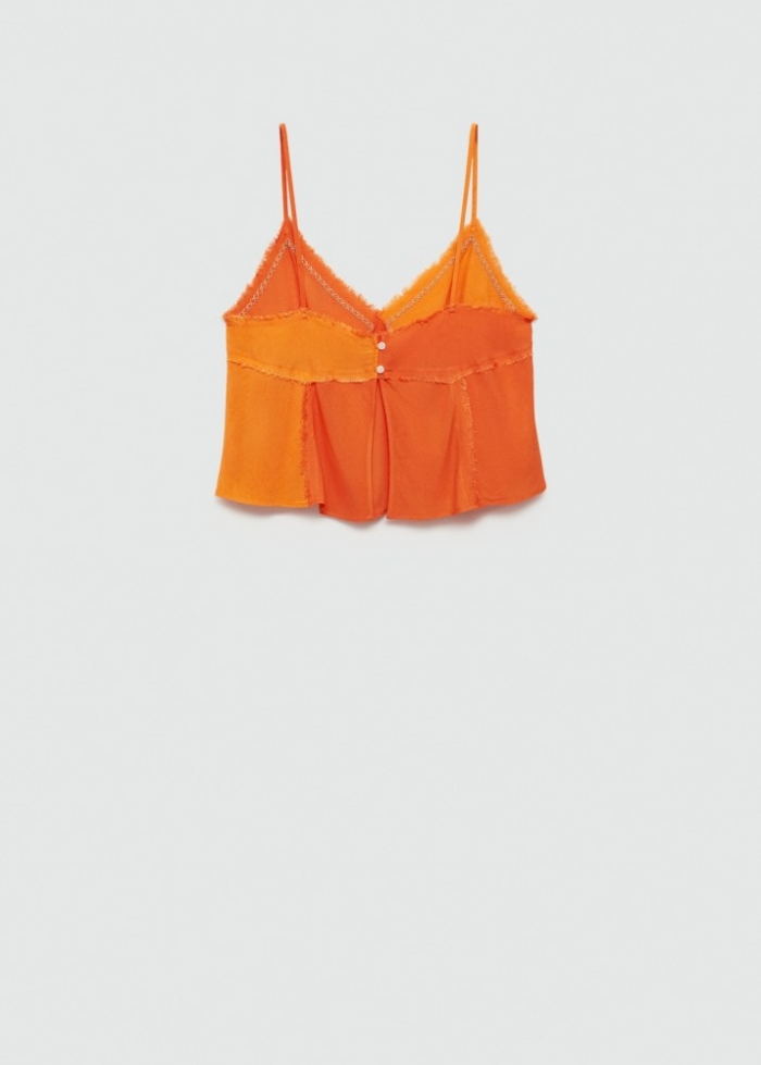 Mango Top contraste detalles abalorios - Naranja