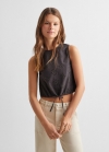 Mango Top bordado lazo - Gris antracita