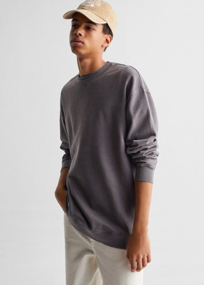 Mango Sudadera básica algodón - Gris antracita