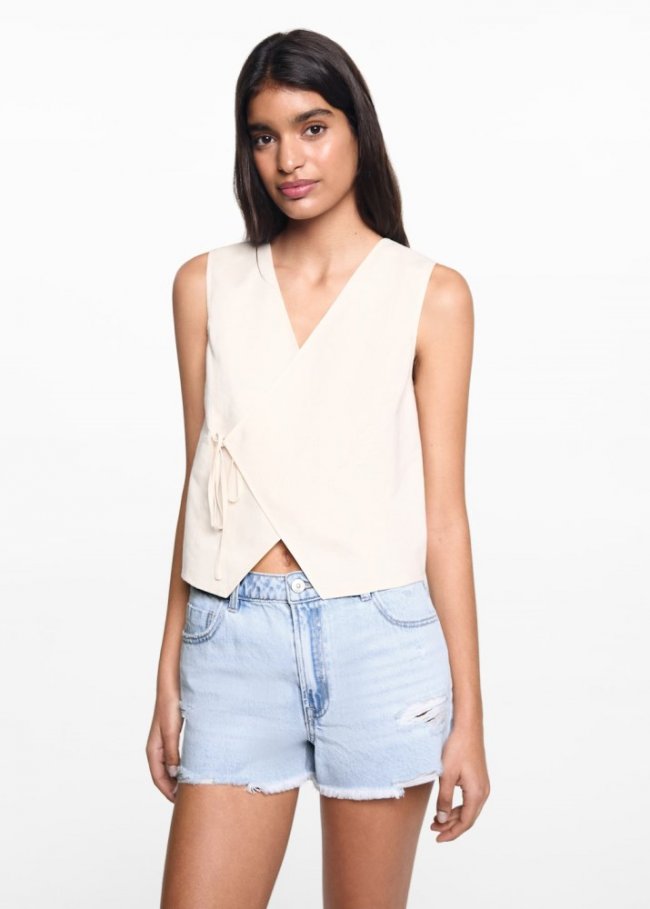 Mango Shorts vaqueros rotos - Azul claro