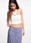 Mango Falda midi estampada - Azul celeste