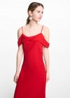 Mango Vestido midi hombros descubiertos - Rojo