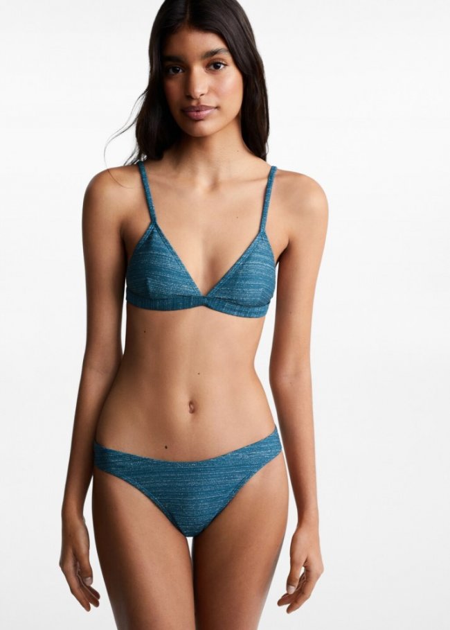 Mango Bikini lúrex - Azul petróleo