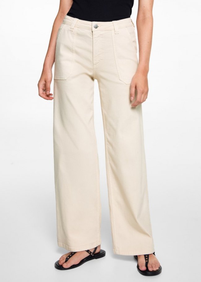 Mango Pantalón culotte bolsillos - Beige