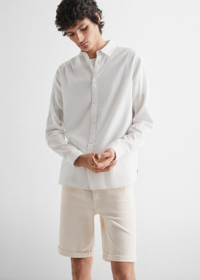 Mango Camisa lino - Blanco