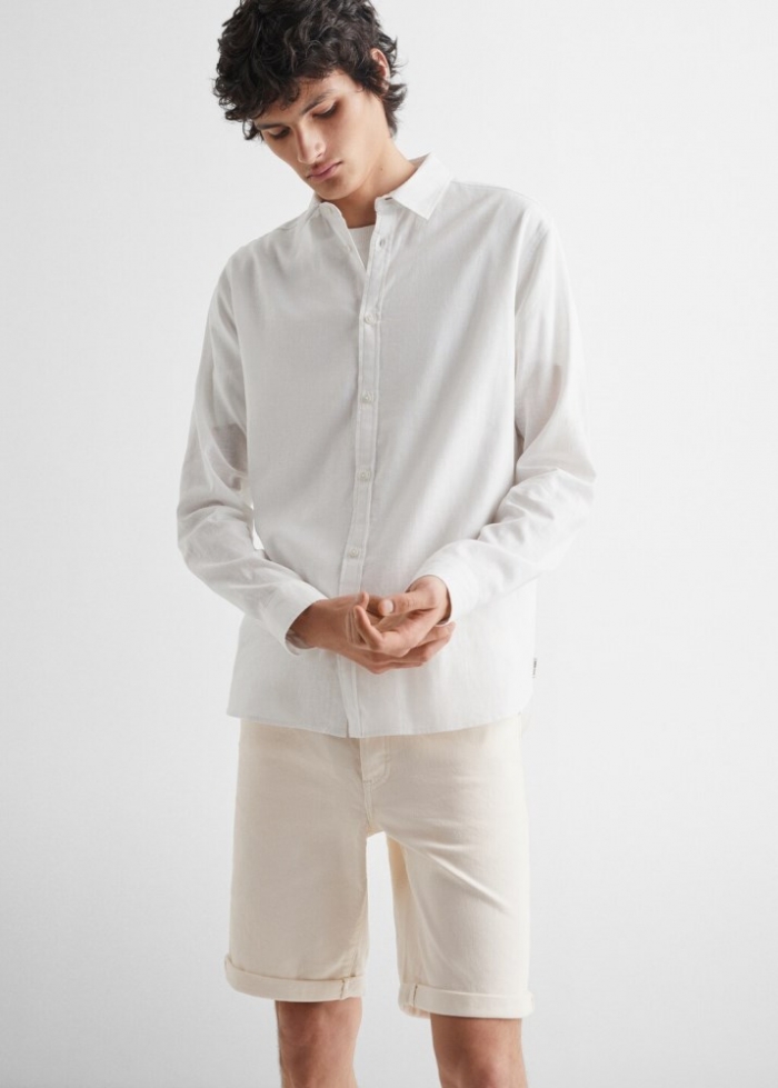 Mango Camisa lino - Blanco