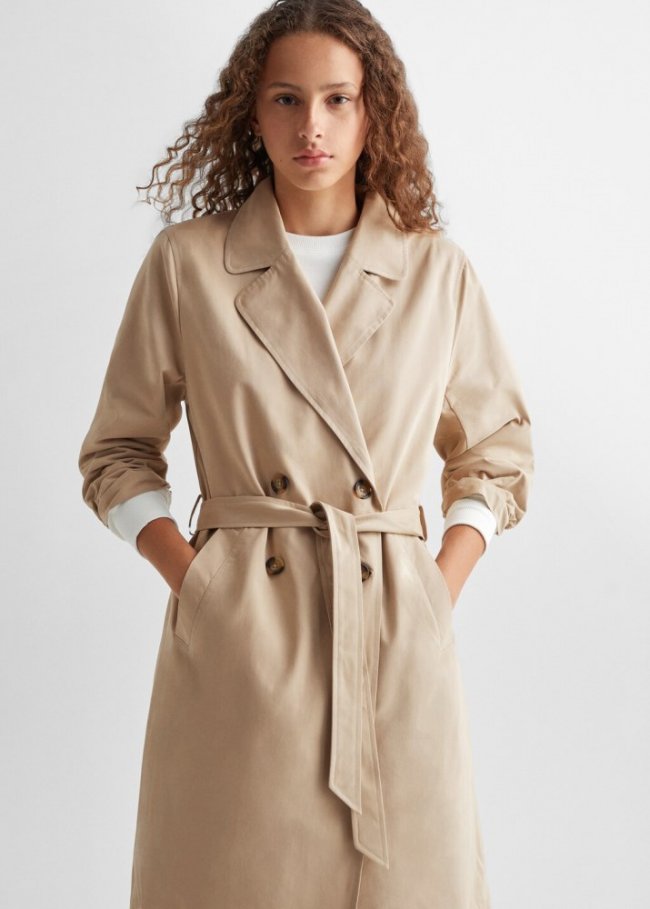 Mango Trench clásico cinturón - Beige