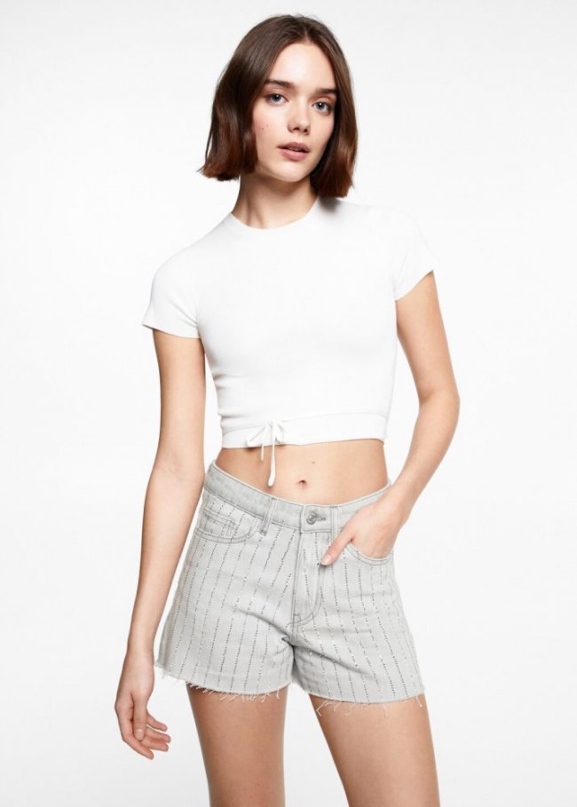 Mango Short acabado brillante - Gris