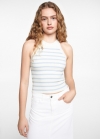 Mango Top canalé - Azul celeste