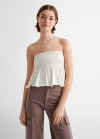 Mango Top bandeau fruncido - Blanco roto